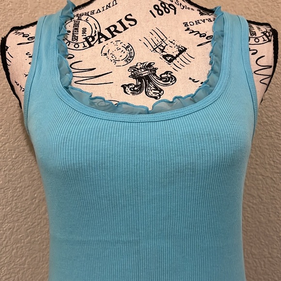 Old Navy Blue Ribbed Cotton Tank Top - Picture 2 of 7